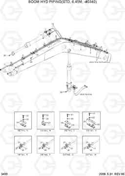 3400 BOOM HYD PIPING(STD, 6.45M, -#0340) R320LC-7A, Hyundai
