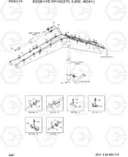 3401 BOOM HYD PIPING(STD, 6.45M, #0341-) R320LC-7A, Hyundai