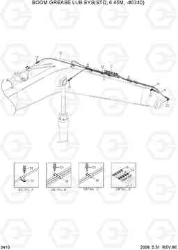 3410 BOOM GREASE LUB SYS(STD, 6.45M, -#0340) R320LC-7A, Hyundai