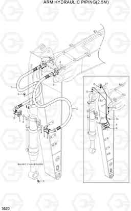 3520 ARM HYDRAULIC PIPING(2.5M) R320LC-7A, Hyundai