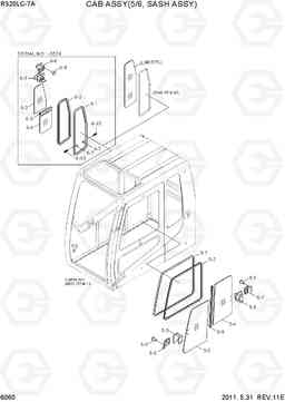 6060 CAB ASSY(5/6, SASH ASSY) R320LC-7A, Hyundai