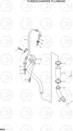 9540 TURBOCHARGER PLUMBING R320LC-7A, Hyundai