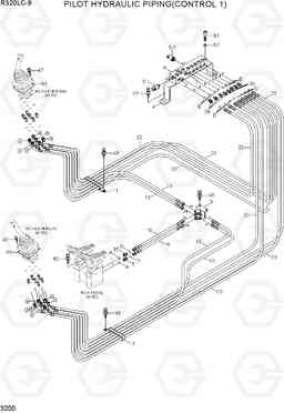 3200 PILOT HYDRAULIC PIPING(CONTROL 1) R320LC-9, Hyundai