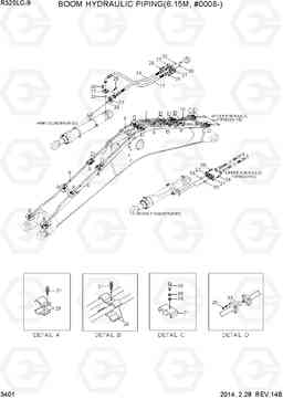 3401 BOOM HYDRAULIC PIPING(6.15M, #0008-) R320LC-9, Hyundai