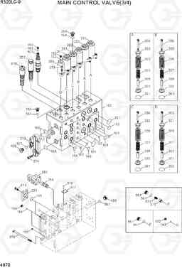 4070 MAIN CONTROL VALVE(3/4) R320LC-9, Hyundai