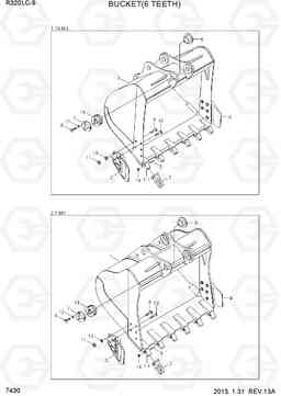 7430 BUCKET(6 TEETH) R320LC-9, Hyundai