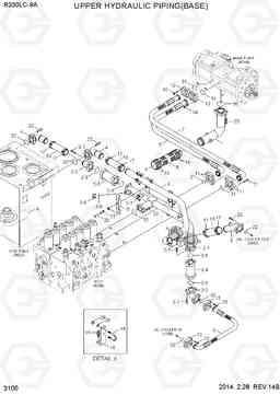 3100 UPPER HYDRAULIC PIPING(BASE) R330LC-9A, Hyundai