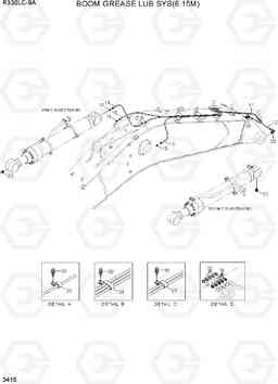 3415 BOOM GREASE LUB SYSTEM(6.15M) R330LC-9A, Hyundai