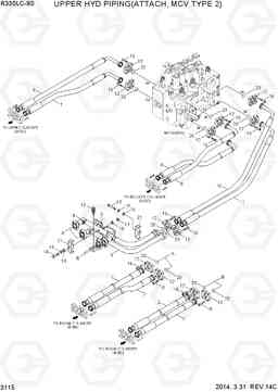 3115 UPPER HYD PIPING(ATTACH, MCV TYPE 2) R330LC-9S, Hyundai