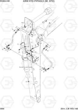 3500 ARM HYD PIPING(3.2M, STD) R330LC-9S, Hyundai