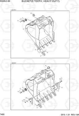 7450 BUCKET(5 TEETH, HEAVY DUTY) R330LC-9S, Hyundai