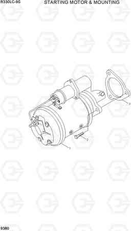 9380 STARTING MOTOR & MOUNTING R330LC-9S, Hyundai