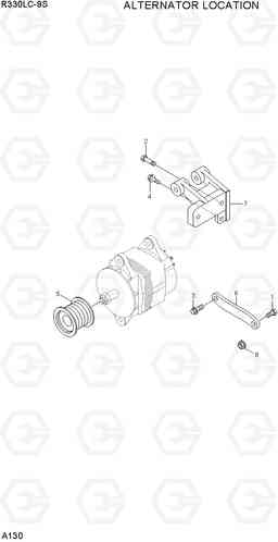 A130 ALTERNATOR LOCATION R330LC-9S, Hyundai