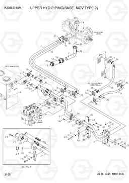 3105 UPPER HYD PIPING(BASE, MCV TYPE 2) R330LC-9SH, Hyundai