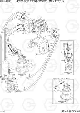 3120 UPPER HYD PIPING(TRAVEL, MCV TYPE 1) R330LC-9SH, Hyundai