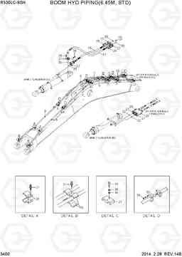 3400 BOOM HYD PIPING(6.45M, STD) R330LC-9SH, Hyundai