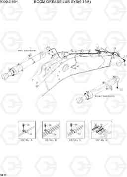 3411 BOOM GREASE LUB SYSTEM(6.15M) R330LC-9SH, Hyundai