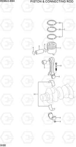 9100 PISTON & CONNECTING ROD R330LC-9SH, Hyundai