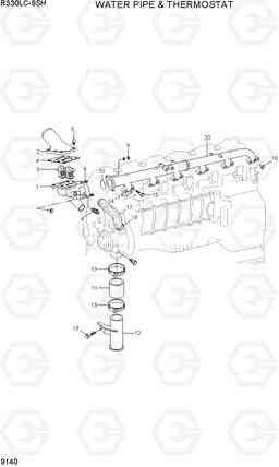 9140 WATER PIPE & THERMOSTAT R330LC-9SH, Hyundai