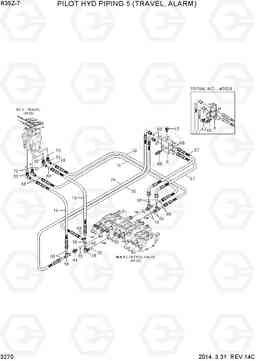 3270 PILOT HYD PIPING 5 (TRAVEL, ALARM) R35Z-7, Hyundai