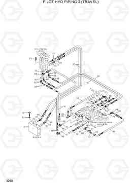 3250 PILOT HYD PIPING 3 (TRAVEL) R35Z-7A, Hyundai