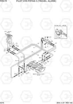 3270 PILOT HYD PIPING 5 (TRAVEL, ALARM) R35Z-7A, Hyundai