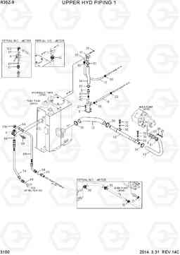 3100 UPPER HYD PIPING 1 R35Z-9, Hyundai