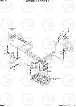 3130 UPPER HYD PIPING 4 R35Z-9, Hyundai