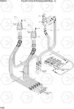 3220 PILOT HYD PIPING(CONTROL 1) R35Z-9, Hyundai