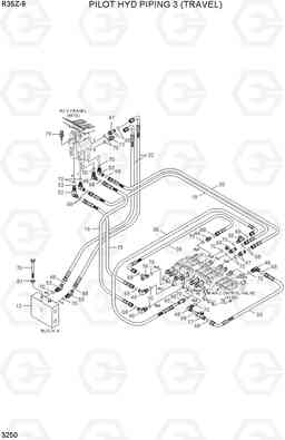 3250 PILOT HYD PIPING 3(TRAVEL) R35Z-9, Hyundai