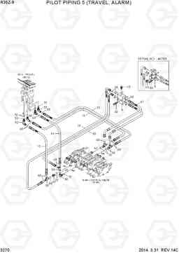 3270 PILOT HYD PIPING 5(TRAVEL, ALARM) R35Z-9, Hyundai