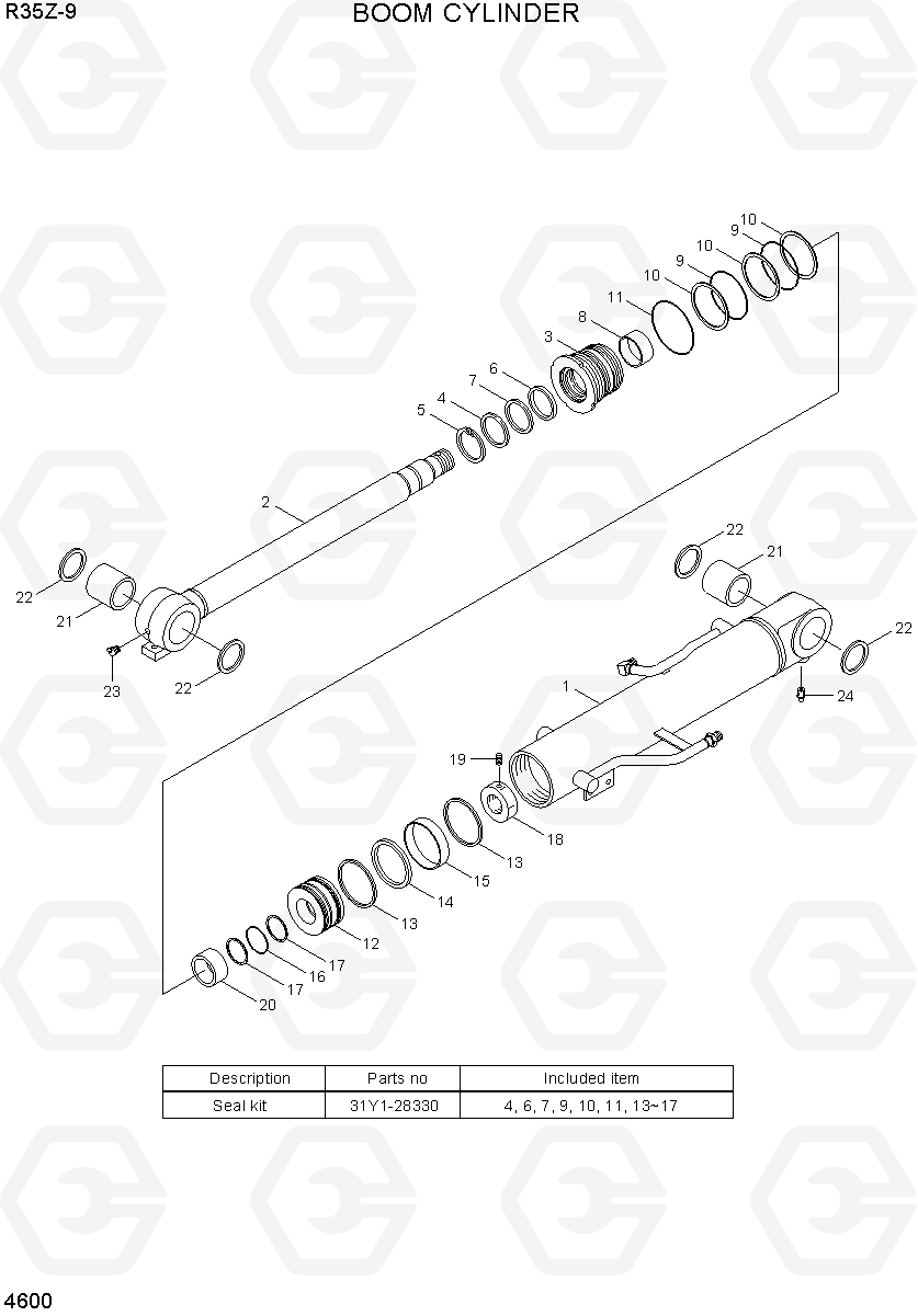 4600 BOOM CYLINDER R35Z-9, Hyundai