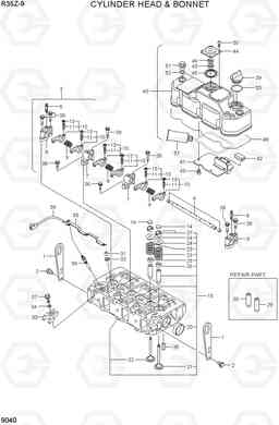 9040 CYLINDER HEAD & BONNET R35Z-9, Hyundai