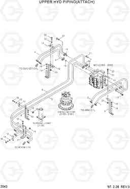 2043 UPPER HYD PIPING(ATTACH) R360LC-3H, Hyundai