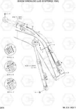2073 BOOM GREASE LUB SYSTEM(6.15M) R360LC-3H, Hyundai