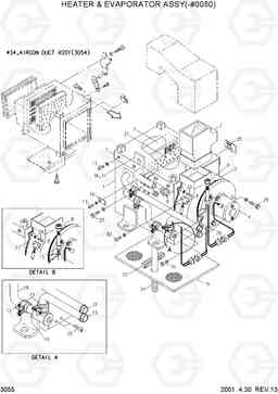 3055 HEATER & EVAPORATOR ASSY(-#0080) R360LC-3H, Hyundai