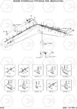 3420 BOOM HYDRAULIC PIPING(6.15M, #0004-0100) R360LC-7, Hyundai