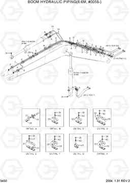 3450 BOOM HYDRAULIC PIPING(8.6M, #0058-) R360LC-7, Hyundai