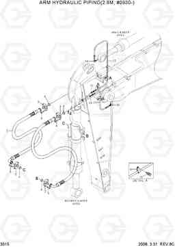 3560 ARM HYDRAULIC PIPING(2.8M, #0930-) R360LC-7, Hyundai