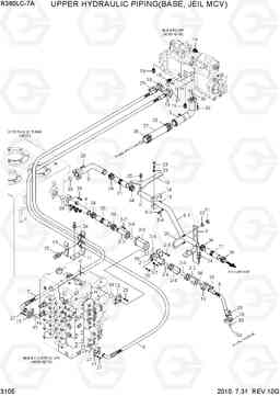 3105 UPPER HYDRAULIC PIPING(BASE, MCV TYPE 3) R360LC-7A, Hyundai