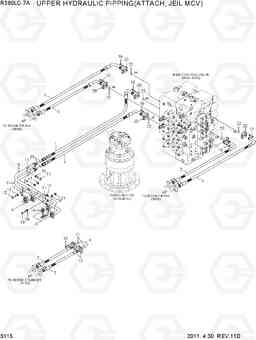 3115 UPPER HYD PIPING(ATTACH, MCV TYPE 3) R360LC-7A, Hyundai