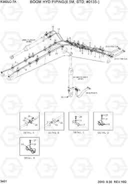 3401 BOOM HYD PIPING(6.5M, STD, #0135-) R360LC-7A, Hyundai