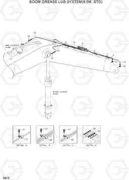 3410 BOOM GREASE LUB SYSTEM(6.5M, STD) R360LC-7A, Hyundai