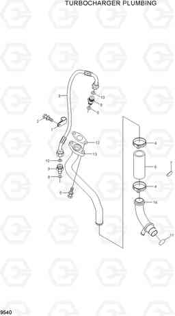 9540 TURBOCHARGER PLUMBING R360LC-7A, Hyundai