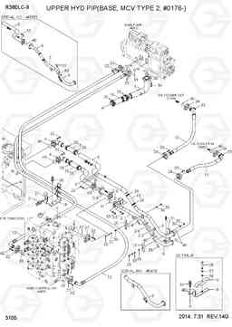 3105 UPPER HYD PIP(BASE, MCV TYPE 2, #0176-) R380LC-9, Hyundai