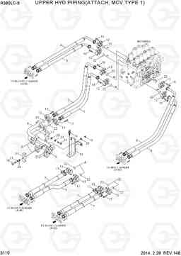 3110 UPPER HYD PIPING(ATTACH, MCV TYPE 1) R380LC-9, Hyundai