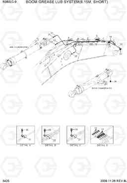 3425 BOOM GREASE LUB SYSTEM(6.15M, SHORT) R380LC-9, Hyundai