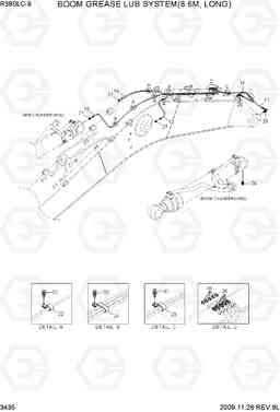 3435 BOOM GREASE LUB SYSTEM(8.6M, LONG) R380LC-9, Hyundai