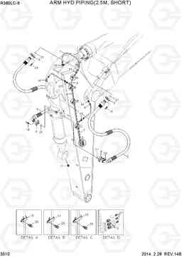 3510 ARM HYDRAULIC PIPING(2.5M, SHORT) R380LC-9, Hyundai