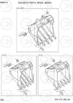 7350 BUCKET(5 TEETH, ROCK, -#0562) R380LC-9, Hyundai